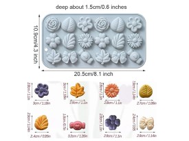 Molde silicona 18 bombones hojas flores moños 